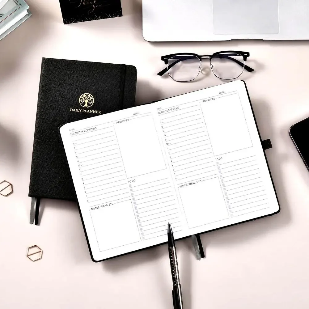 Undated Daily Planner Appointment Book Desk Office Organizer size A5 8x6 inch